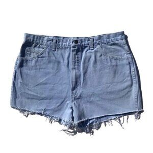 Vintage 80s Cut off Jean Shorts Periwinkle 35 W